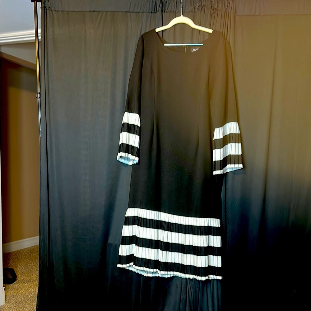 Elegant Black and White Striped Dress